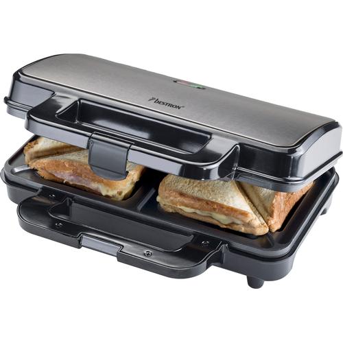 „BESTRON Sandwichmaker „“ASM90XLTG, XL für 2 Sandwiches, Antihaftbeschichtetet““ schwarz (grau, schwarz) Sandwichmaker“