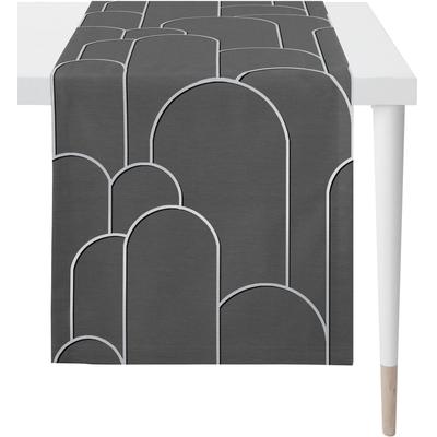 Tischläufer APELT "Vision, LOFT STYLE, Jacquard", grau (anthrazit, grau), B:44cm L:140cm, Polyester, Viskose, Tischdecken Image