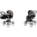 BabyLux Margaret White 2 in 1 Baby Travel System Pram Stroller Adjustable Detachable Rain Cover Footmuff Newborn to Baby Bearing Wheels Gold Grille