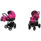 BabyLux Axel 2 in 1 Baby Travel System Pram Stroller Adjustable Detachable Rain Cover Footmuff Newborn to Baby Polyurethane Foam Tire Pink Black Frame