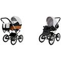 BabyLux ALU 2in1 Stroller for Toddlers – Pushchairs & Prams – Baby Stroller Pushchair for Newborn and Toddler – Baby Newborn Pram – 59x105x125cm – Max 15kg – Black Dots Silver Frame