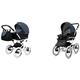 BabyLux Margaret White 2 in 1 Baby Travel System Pram Stroller Adjustable Detachable Rain Cover Footmuff Newborn to Baby Bearing Wheels Black Grey