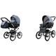 BabyLux Margaret Exclusive 2 in 1 Baby Travel System Pram Stroller Adjustable Detachable Rain Cover Footmuff Newborn to Baby Bearing Wheels Magic Grey