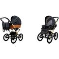 BabyLux ALU 2in1 Stroller for Toddlers – Pushchairs & Prams – Baby Stroller Pushchair for Newborn and Toddler – Baby Newborn Pram – 59x105x125cm – Max 15kg – White Dots Gold Frame