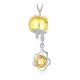 JewelryPalace Poached Egg 1.4ct Genuine Citrine Pendant Necklace for Women, 14k Yellow Gold Plated 925 Sterling Silver Necklaces, Yellow Natural Gemstone Jewellery Sets 18 Inches Chain