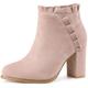 Perphy Women's Ruffle Block High Heels Ankle Boots Dust Pink 6 UK/Label Size 8 US