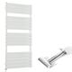 Milano Lustro Electric - 1000W Modern White Flat Panel Heated Towel Rail Radiator with Simple Heating Element and Cable Cover - 1500mm x 600mm