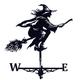 Dyna-Living Weather Vane Wind Vane Weather Vane Metal Witch Weathervane Retro Wind Vane Mini Witch Weather Vane for Wind Direction Indicator and Roof Decoration