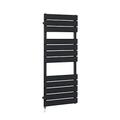 Milano Lustro Electric - 600W Modern Black Flat Panel Heated Towel Rail Radiator with Simple Heating Element - 1200mm x 450mm