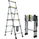 Telescoping Step Ladder Aluminum Folding Stepladder 4+5 Steps Max 150kgs Capacity A-Frame Multipurpose Ladder for Indoor and Outdoor Household