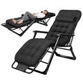 Mafatian Patio Zero Gravity Chair Outdoor Folding Lounge Chair Recliners Adjustable with Pillow for Poolside, Yard and Camping,Support 440lbs（Recliner X1