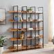 Latitude Run® 5 Tier Bookcase Home Office Bookshelf, Industrial Style Shelf w/ Metal Frame Metal in Black/Brown | Wayfair