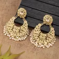 Boucles d'Oreilles Ethniques de Luxe en Or pour Femme Bijoux Indiens Jhumka Vintage Clip Fleurs