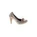 Nine West Heels: Slip On Stilleto Glamorous Gold Shoes - Women's Size 7 1/2 - Closed Toe