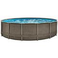Frame Pool Rond 457x106 cm Aspect rotin brun Kit piscine hors sol Piscine de jardin & piscine en