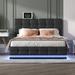 Queen / Full Size Tufted Upholstered Platform Bed with Hydraulic Storage System LED Lights and USB Charger