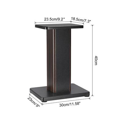 1 Pair Wood Grain Speaker Stands 15.7" Satellite Speaker Stand Hollowed Stands - Dark Brown