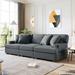 Modern Tufted Sofa 3 Seat Futon Fabric Sofa Removable Back Couch with Removable Seat Cushions & 4 Pillows for Livingroom, Grey