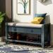 Modern Entryway Pine Wood Frame Storage Bench, Multipurpose Shoe Rack with Cushioned Seat and 2-Drawers