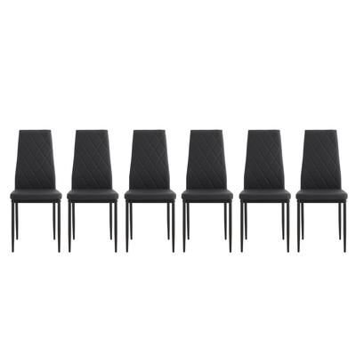 6 Pieces Black Leather Upholstered Dining Chairs w...