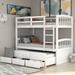 Twin Bunk Bed with Ladder, Safety Rail, Twin Trundle Bed with 3 Drawers for Teens Bedroom, Guest Room Furniture