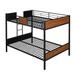 Full-over-full bunk bed modern style steel frame bunk bed with safety rail, built-in ladder