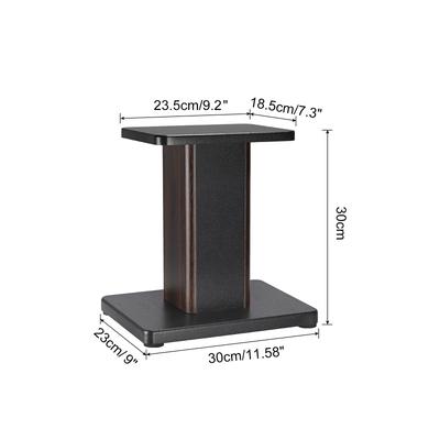 1 Pair Wood Grain Speaker Stands 11.8" Satellite Speaker Stand Hollowed Stands - Dark Brown