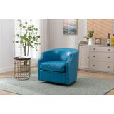 Living Room Accent Chairs Swivel Chair Modern Small Club Arm Chairs Lounge Chairs with Nailheads Barrel Chair, Light Blue