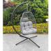 Wicker Folding Hanging Chair,Rattan Swing Hammock Egg Chair With C Type Bracket , With Cushion And Pillow