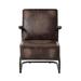 33 Inch Accent Armchair, Padded, Cantilever Base, Brown Full Grain Leather