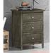 Daniel 3-drawer Transitional Wooden Nightstand, 25" H x 15" W x 19" D, Grey