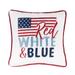 10" X 10" Red White & Blue Flag 4th of July Embroidered Petite Size Accent Throw Pillow
