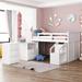 Modern Wooden Versatility Loft Bed Low Study Twin Size Loft Bed With Portable,Desk and Storage Steps