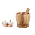 Cup Clearance Mortar and Pestle Set - Premium Bamboo Bowl Garlic Press Grinder Crusher