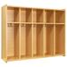 Tot Mate Children s 5-Section Wooden Wall Locker with Cubbies 46 W x 15 D x 37 1/2 H Maple Assembled