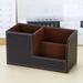 SDJMa PU Leather Office Desk Pen Pencil Holder Multi-functional Desktop Organizer Storage Box Business Card Pen Pencil Mobile Phone Remote Control Stationery Holder Home Table Top Organizer