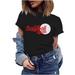 REORIAFEE Mama Shirt for Women Mama Letter Print T-Shirt Funny Mama Graphic Tees Casual Mom Life Tops Baseball Mom Tee Round Neck Short Sleeve Great Mother Gifts Black L