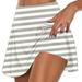ZQGJB Tennis Skirts for Women Pleated Athletic Golf Skorts Skirt with Shorts Pockets Casual Striped Floral Print Summe rLightweight Running Workout Skirt White M