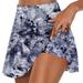 ZQGJB Flowy Skirts for Women Tie Dye Gradient Print Gym Athletic Shorts Workout Running Tennis Skater Golf Cute Skort High Waisted Pleated Mini Outfits Dark Blue S