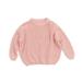 IZhansean Toddler Baby Boy Girl Fall Winter Knit Sweater Long Sleeve Solid Color Pullover Top Warm Sweatsuit Pink 2-3 Years