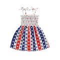 IZhansean Toddler Baby Girl 4th of July Dress Strap American Flag Dress Summer Little Girls Independence Day Outfits White Star 2-3 Years