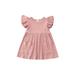 IZhansean Kids Baby Girls Organic Cotton Ruffled Sleeve Tunic Dress Swing Casual Sundress Party Princess Dresses Pink 18-24 Months