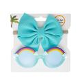 Sprifallbaby Baby Boys Girls Sunglasses Set Cute Anti-UV Rainbow Sunglasses and Bow Headband for Photography