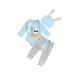 IZhansean Easter Days Newborn Baby Boys Girls 3pcs Clothes Sets Letter Rabbit Printed Romper Tops Striped Pants Hat Clothing Light Blue 3-6 Months