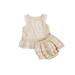 IZhansean Summer Kids Girls Clothes Sets Lace T-shirt Vest Tops Layered Shorts Bloomers 2PCS Princess Outfits Apricot 12-18 Months