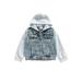 IZhansean Toddler Baby Boys Causal Jacket Outwear Long Sleeve Denim Patchwork Single Breasted Hooded Coat Gray 2-3 Years