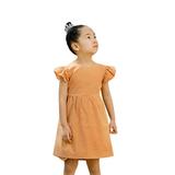 IZhansean Princess Summer Baby Girls Dress Ruffles Sleeve Solid Backless Bowknot Knee Length A-Line Dress Ginger 2T