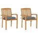 Dcenta Patio Chairs 2 pcs with Gray Cushions Solid Teak Wood