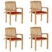 Dcenta Stacking Patio Chairs with Cushions 4 pcs Solid Teak Wood