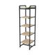 Pipeline Etagere Bookcase Grey Frame & Raw Oak Wood Grain Shelves